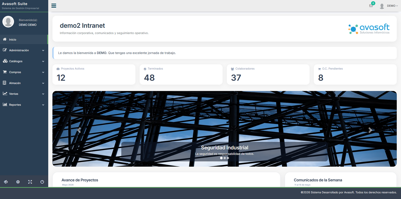 Dashboard Avasoft